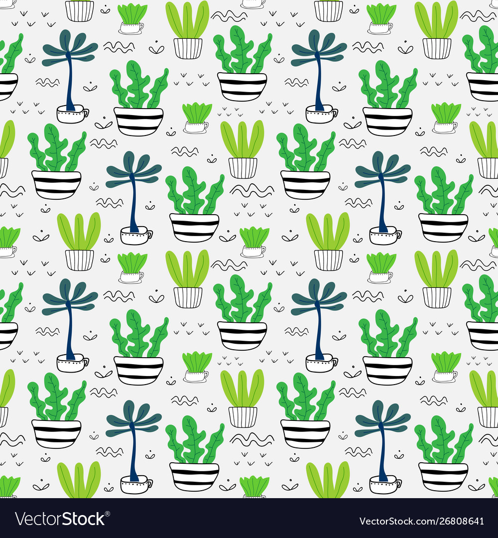 Succulent plant seamless pattern background