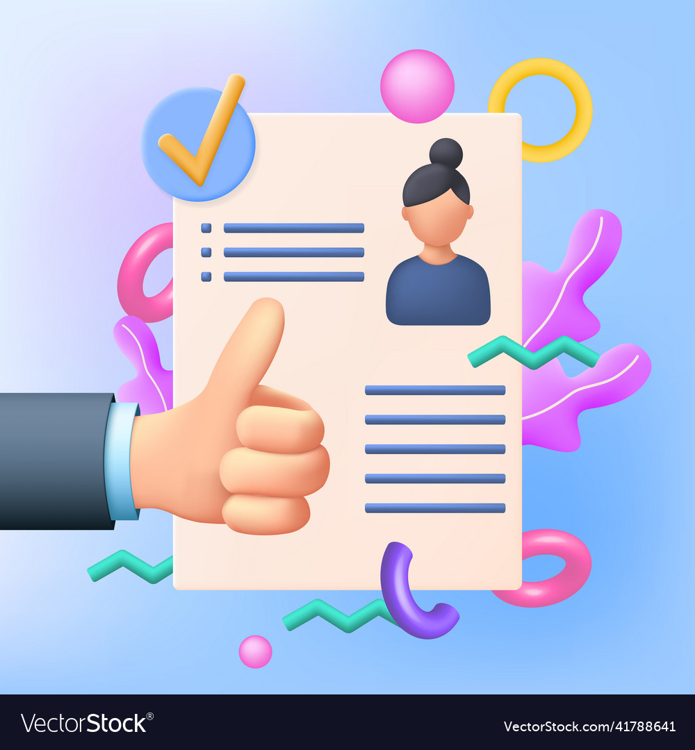 Thumbs Up Hands With Cv Approved Resume Hr Vector Image