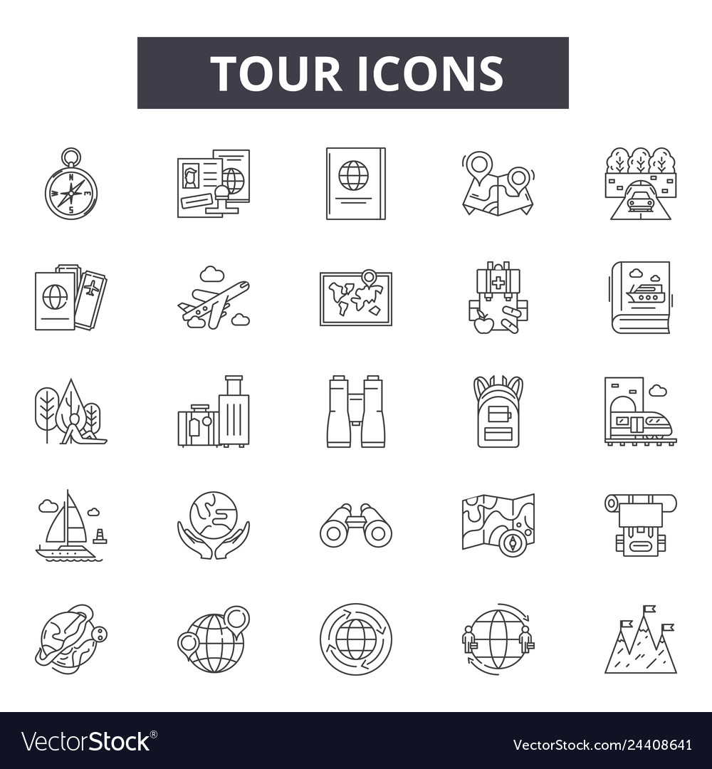 Tour line icons for web and mobile design Vector Image Tour line icons for web and mobile design