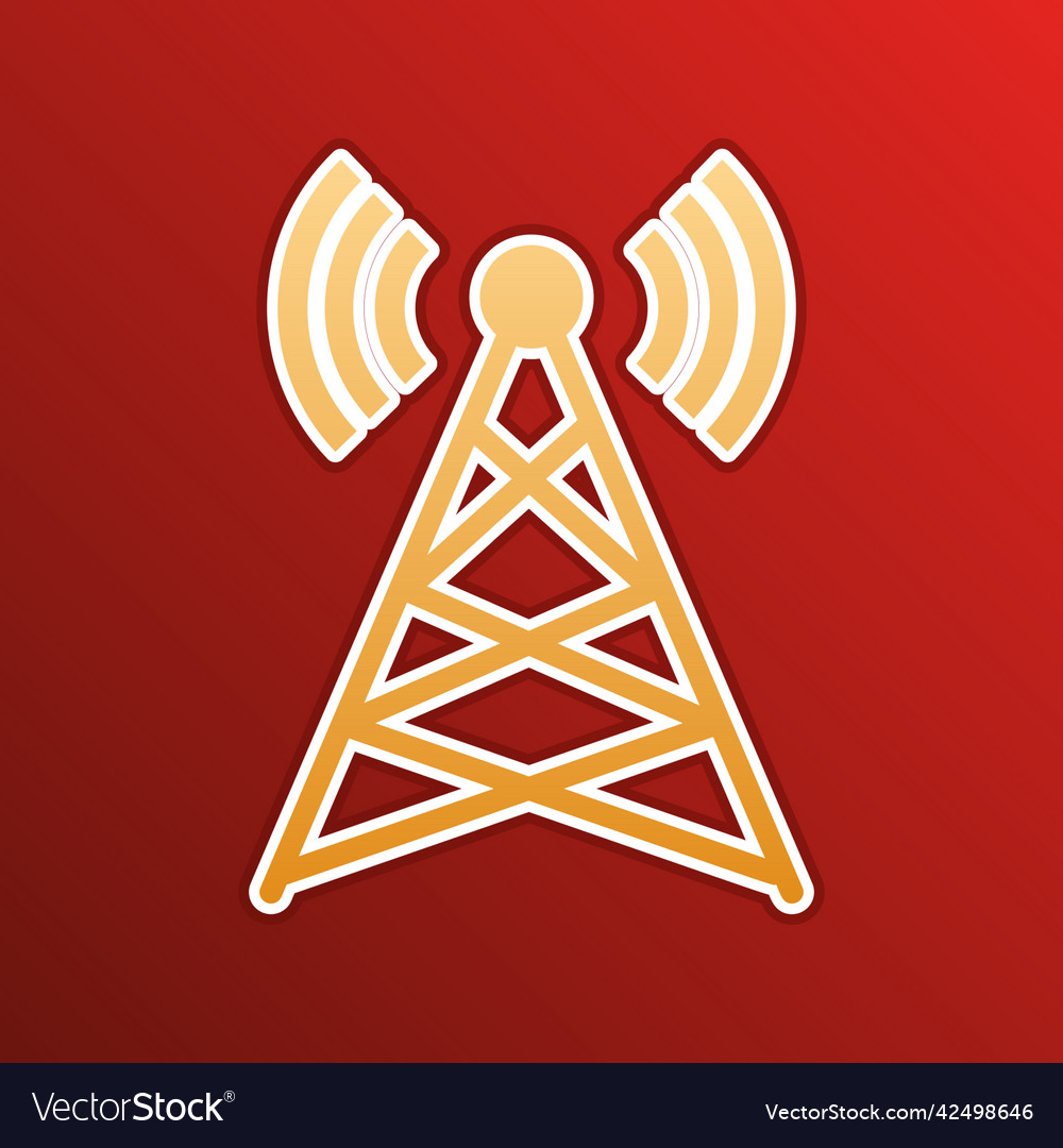 Antenna sign golden gradient icon with contours