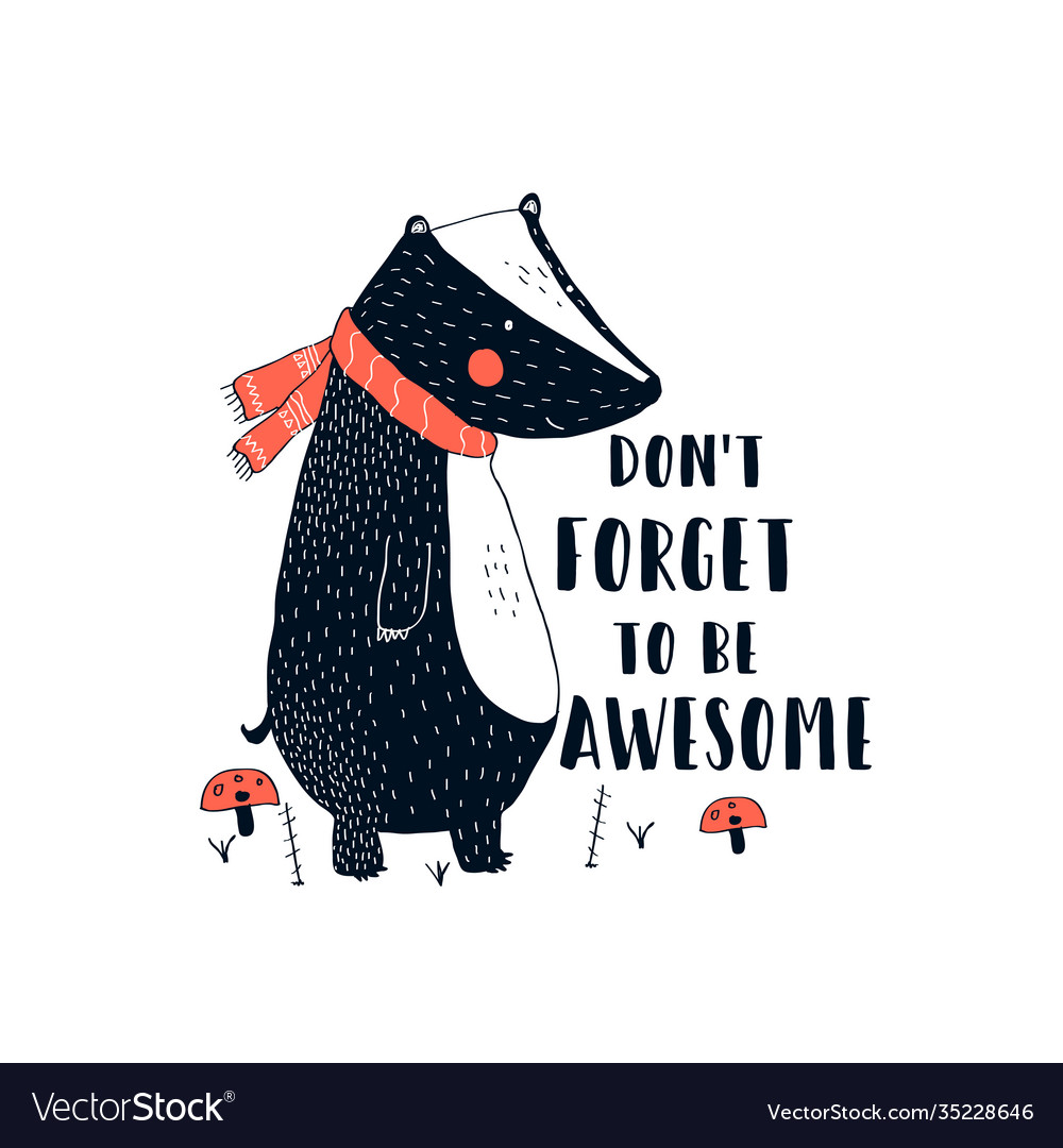 Badger print design with slogan Vector Image Badger print design with slogan