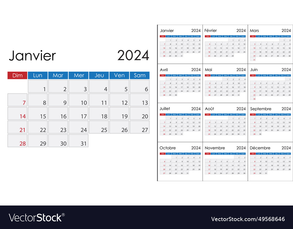 calendar-2024-on-french-language-week-start-vector-image