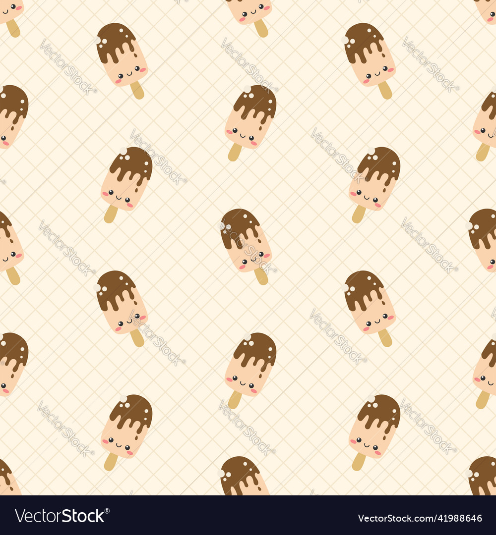 Cute chocolate popsicle seamless pattern