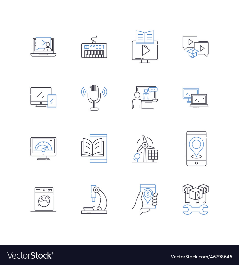 Digital security line icons collection encryption