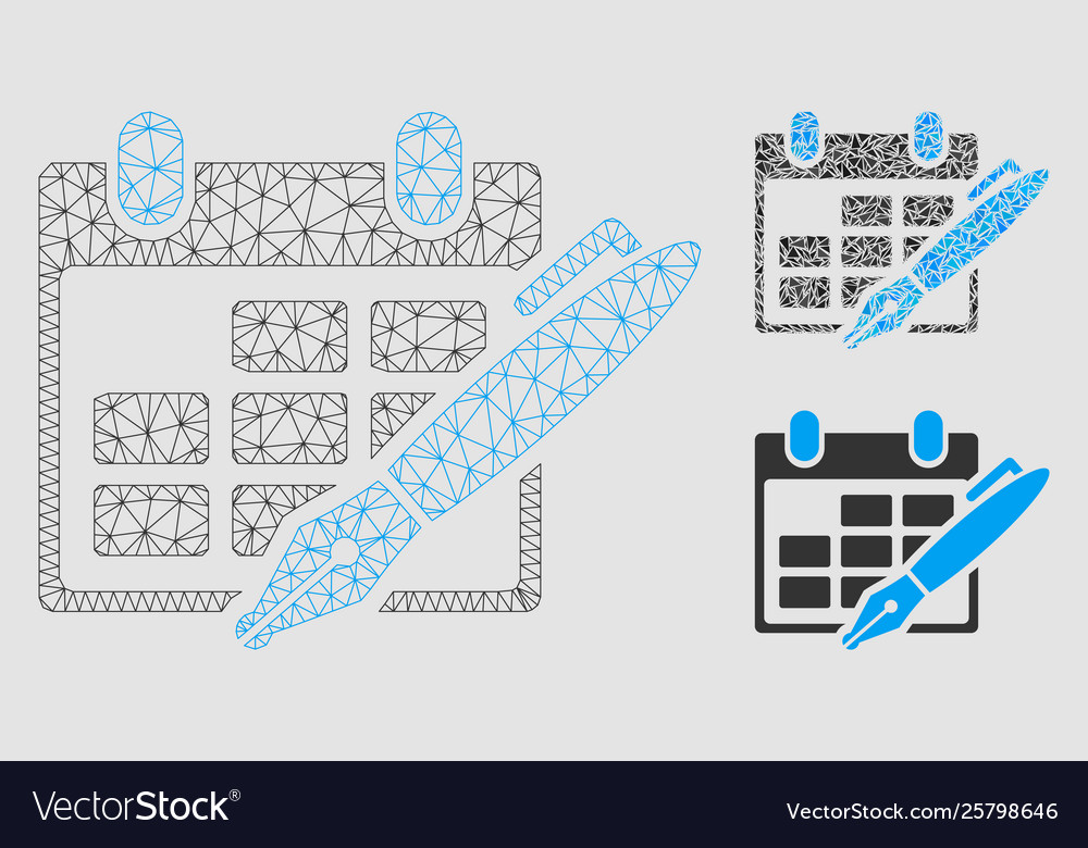 Edit calendar table mesh network model vector image Edit calendar table mesh network model