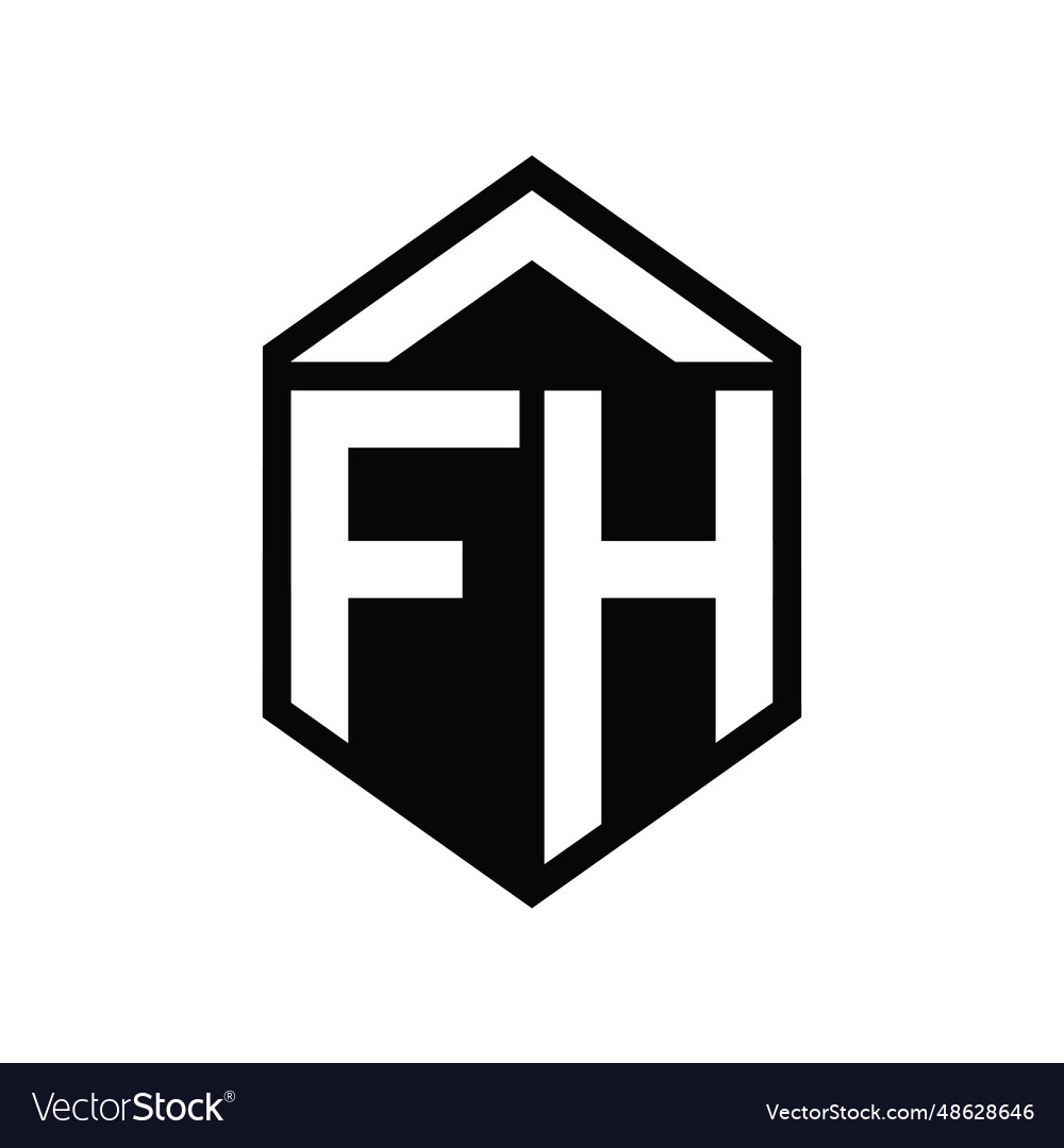 Fh letter logo monogram simple hexagon shield