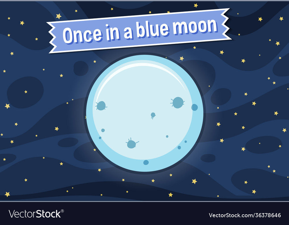 idiom-poster-with-once-in-a-blue-moon-royalty-free-vector