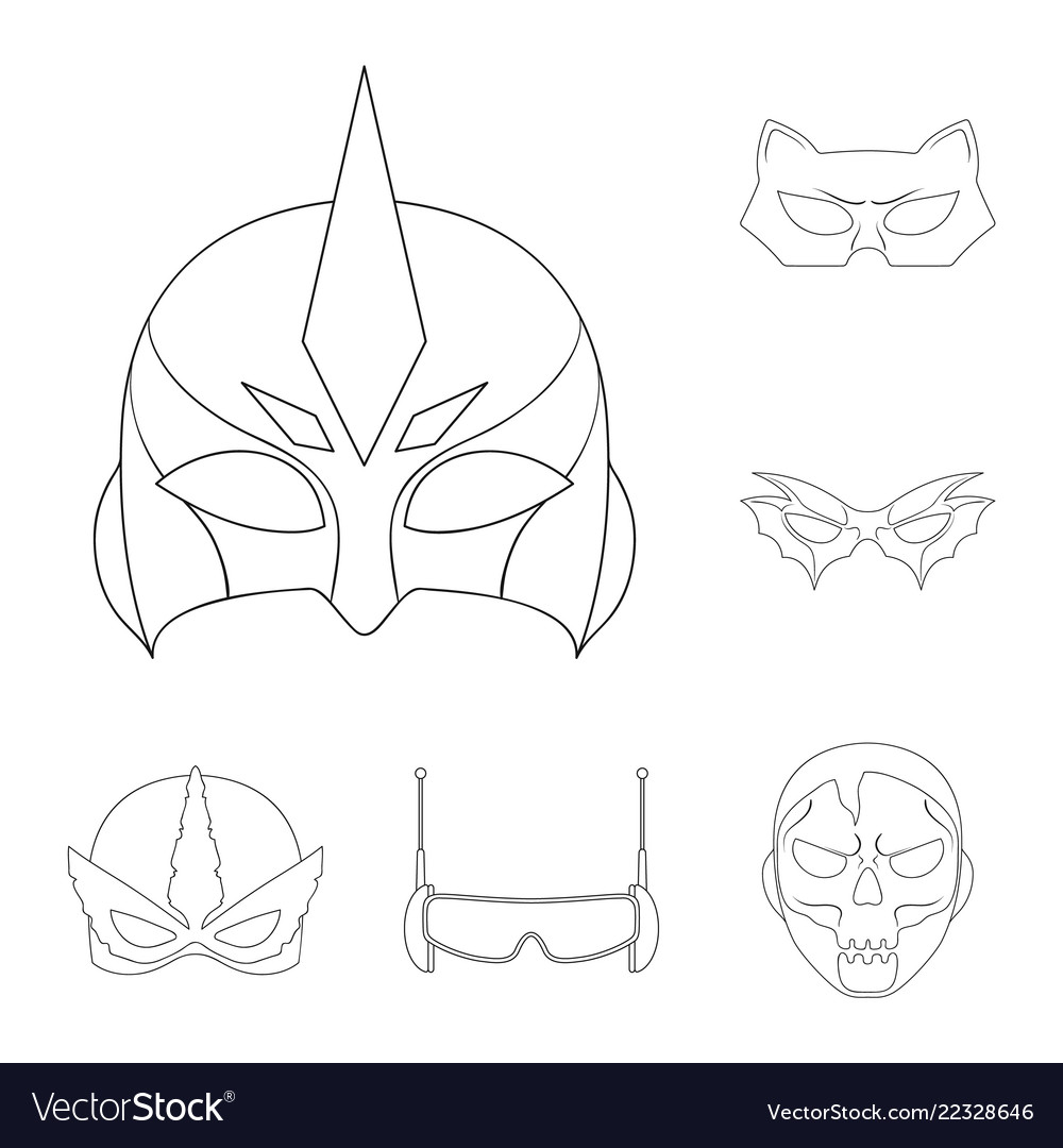 Isolated object of hero and mask logo set vector image Isolated object of hero and mask logo set