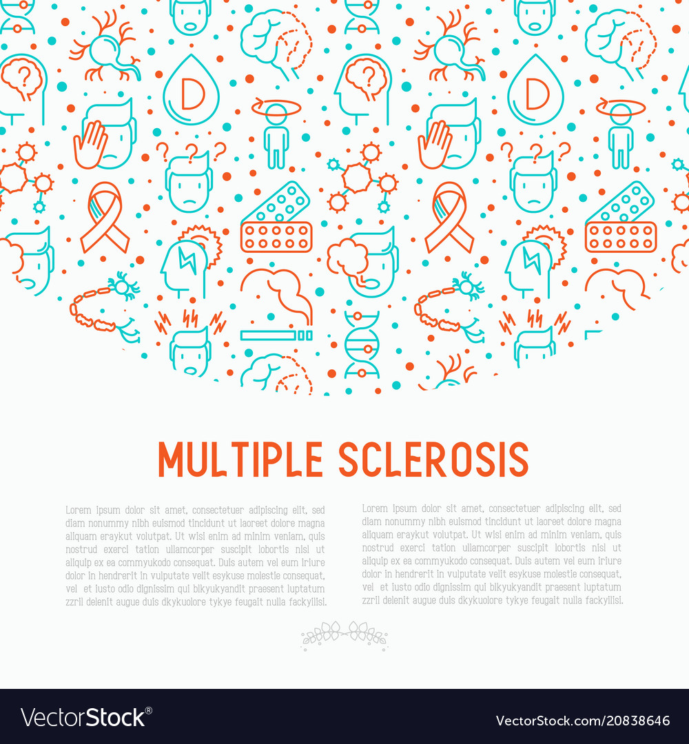 Multiple sclerosis concept with thin line icons