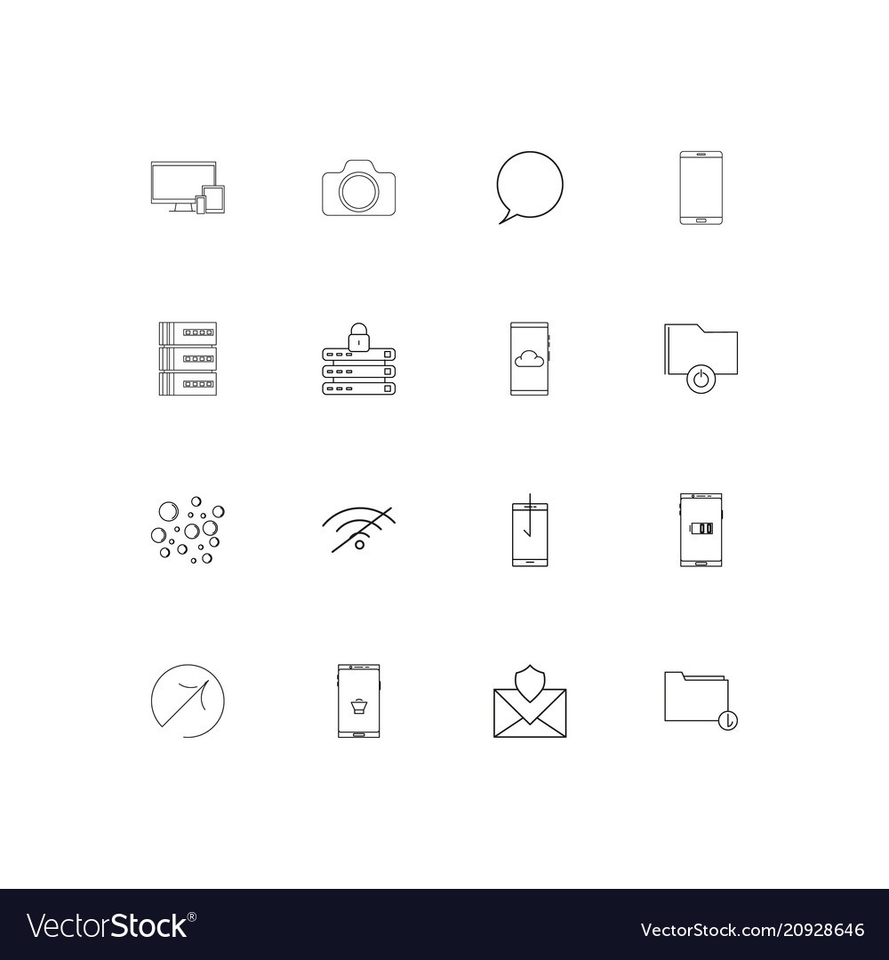 Network and database linear thin icons set vector image Network and database linear thin icons set
