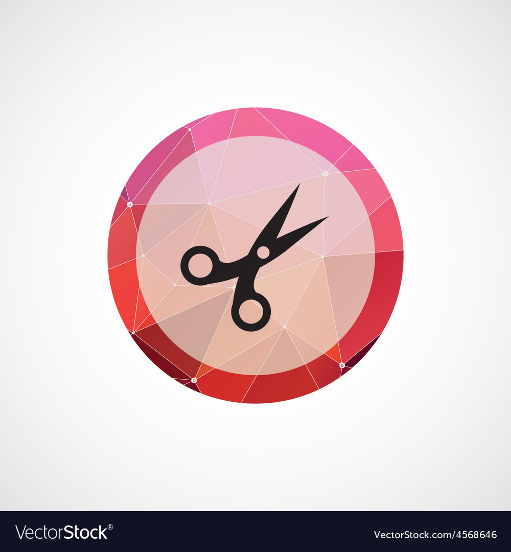 Pink Scissors Icon with Triangle Background