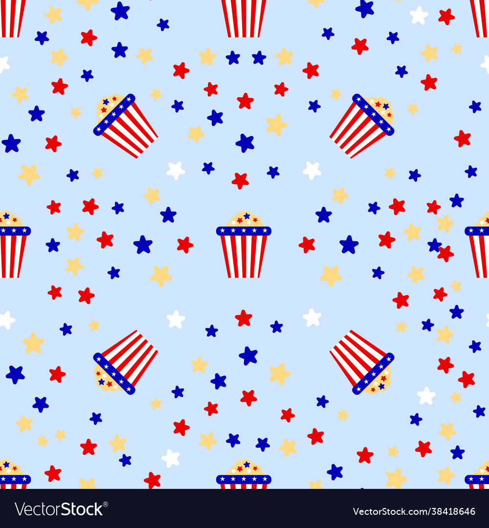 Seamless pattern with box popcorn color