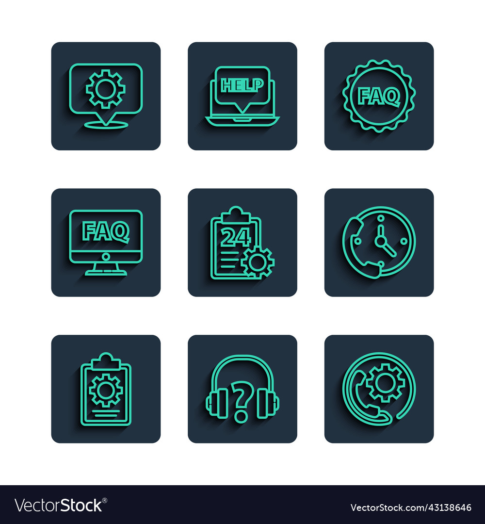 Set line checklist with 24 hours service vector image Set line checklist with 24 hours service