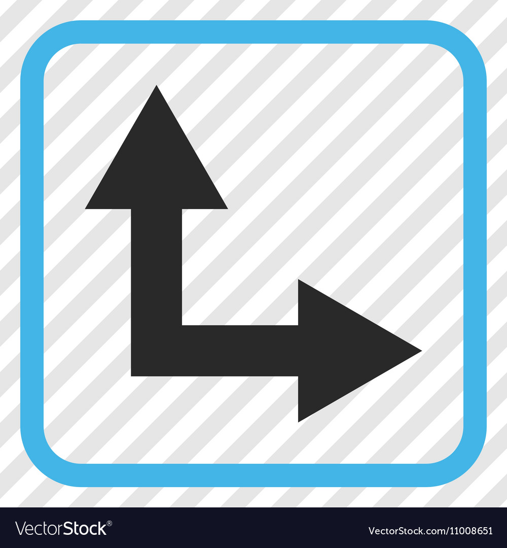 Bifurcation arrow right up icon in a frame