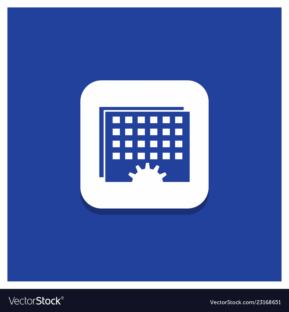 Blue round button for event management processing vector image Blue round button for event management processing
