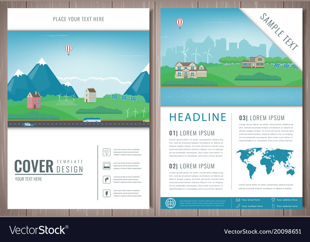 City brochure with suburban landscape template