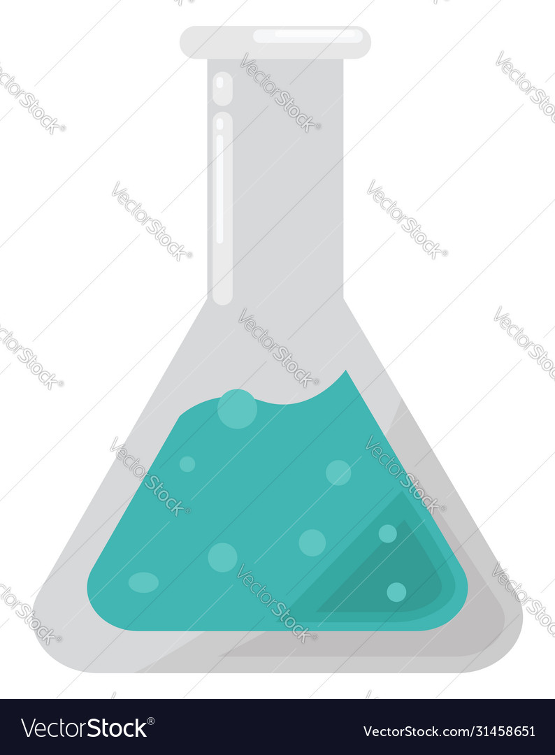 Conical flask on white background