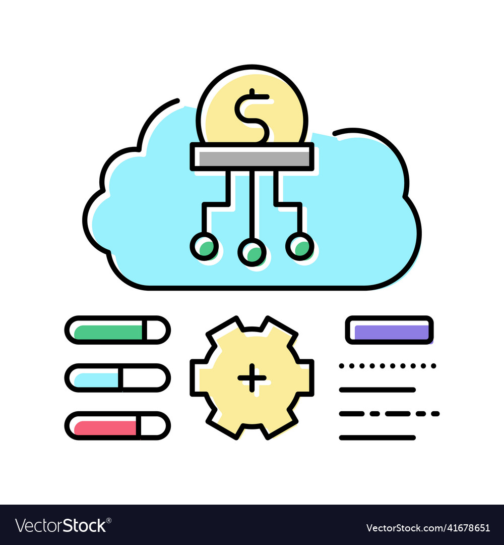 Cost researching company and processing color icon