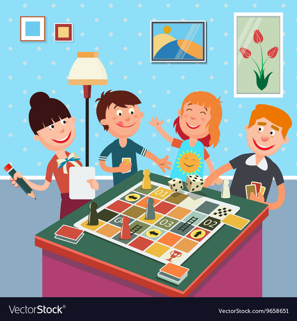 Family playing board game happy weekend Royalty Free Vector