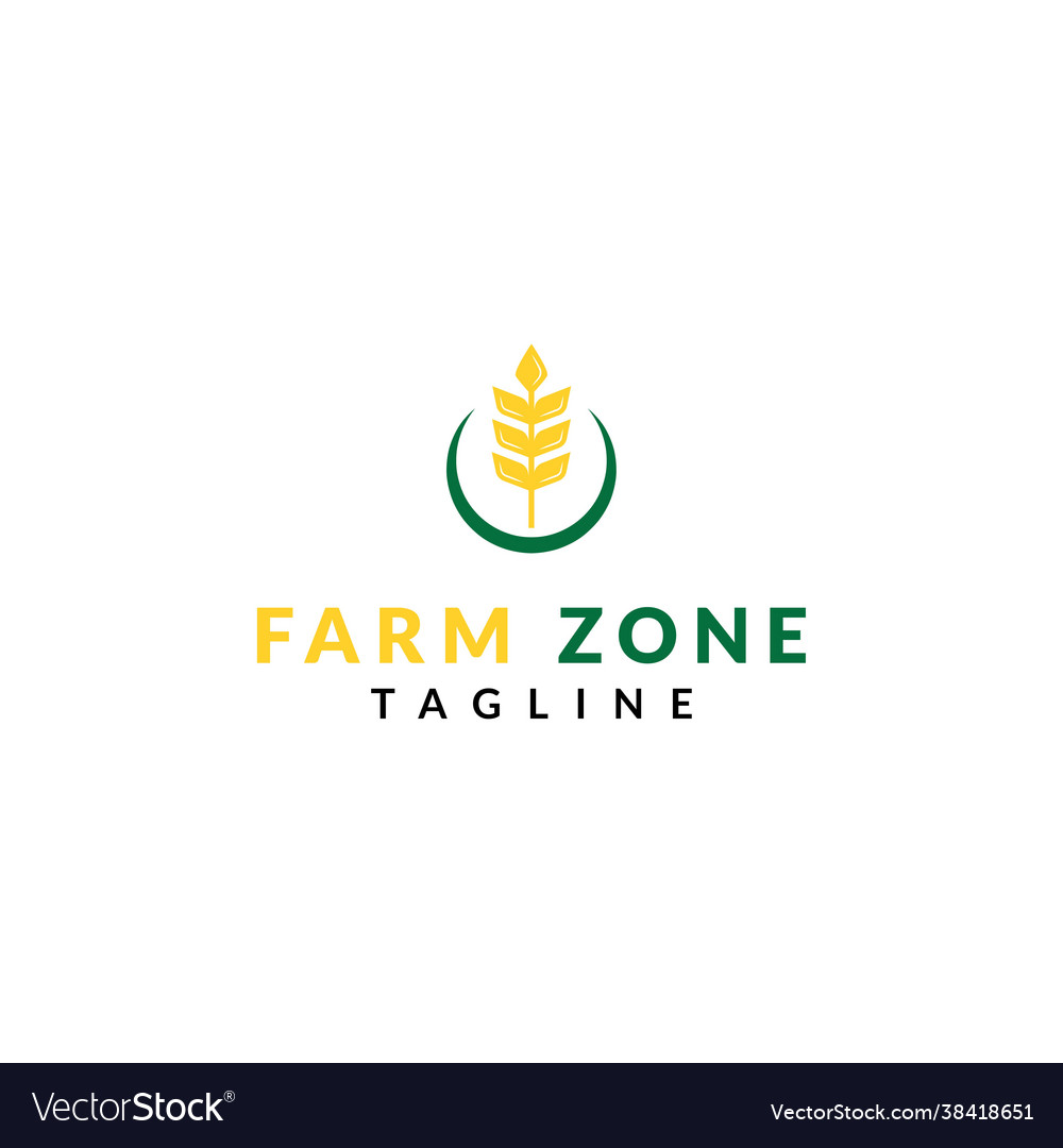 Farm zone logo yellow green economic farmer land Vector Image