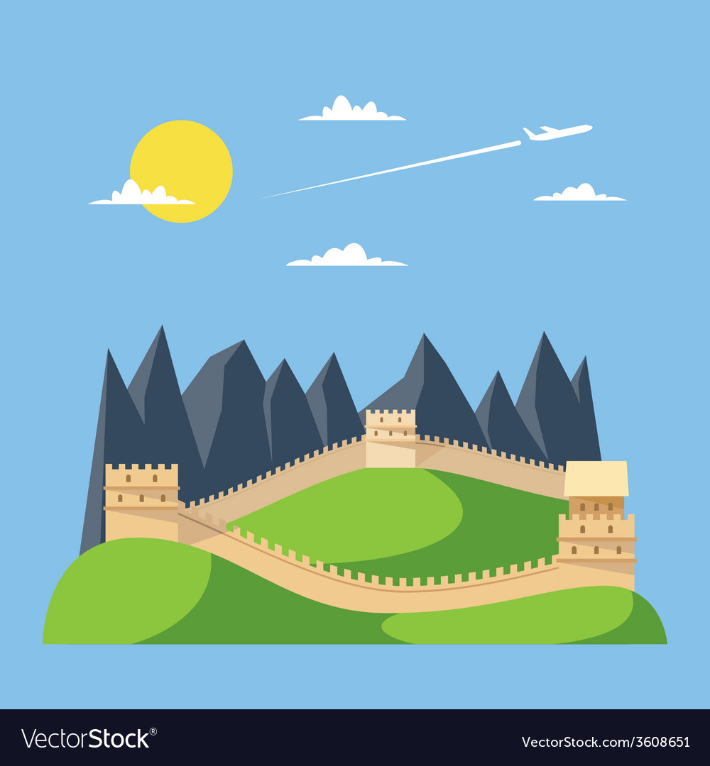 Download Flat design great wall of China Royalty Free Vector Image