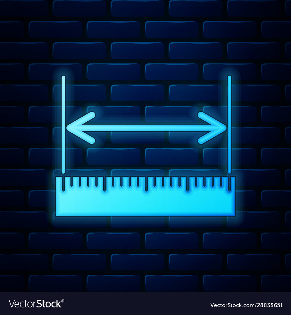 Glowing neon the measuring height and length icon Vector Image