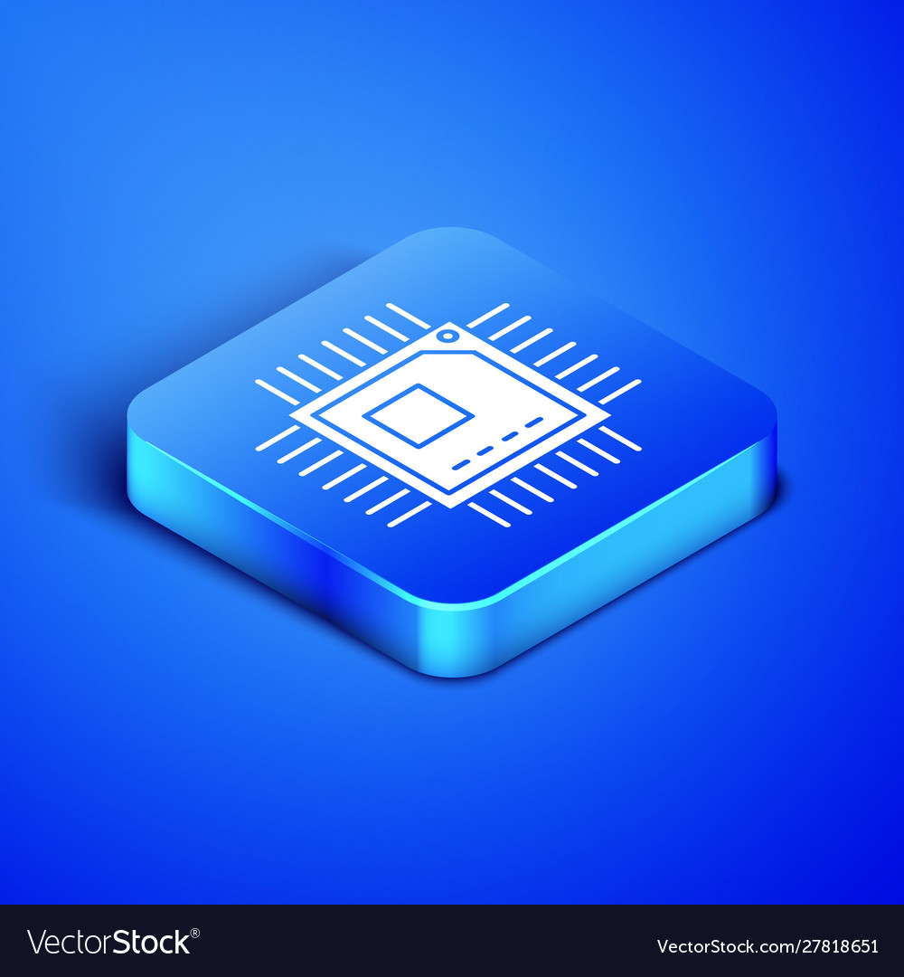 Isometric computer processor with microcircuits vector image Isometric computer processor with microcircuits