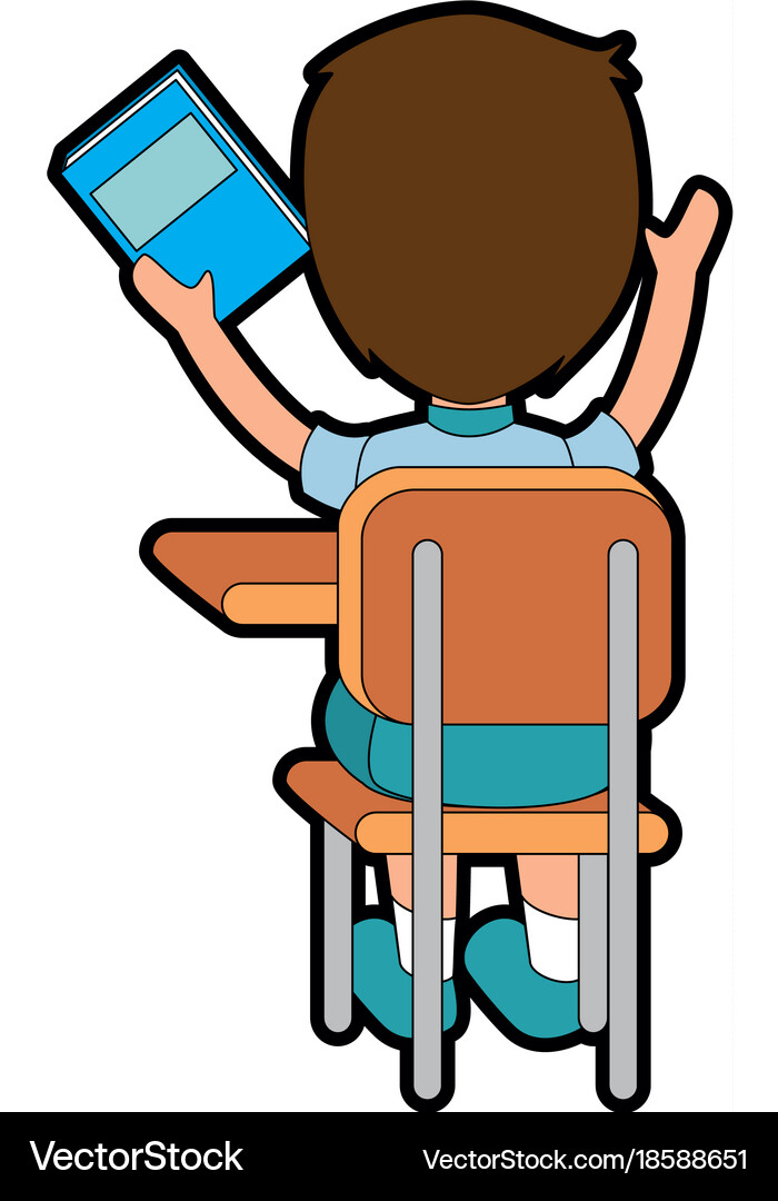 Little student in school chair Royalty Free Vector Image