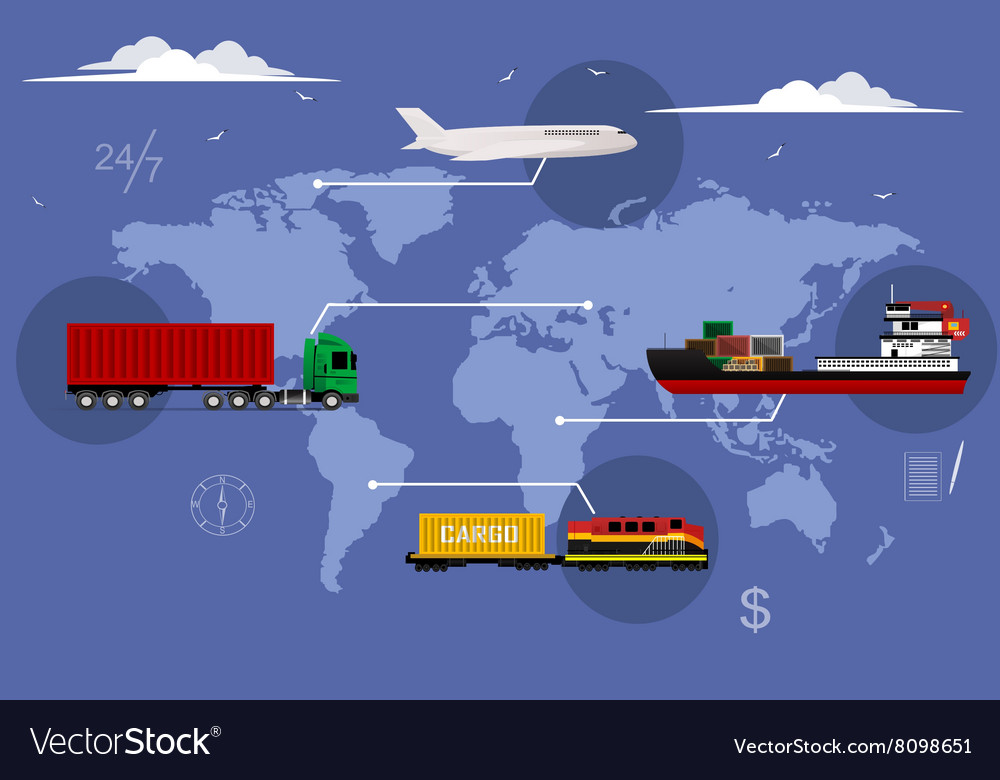 Logistic concept flat background Royalty Free Vector Image