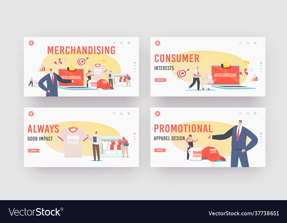 Merchandising landing page template set tiny