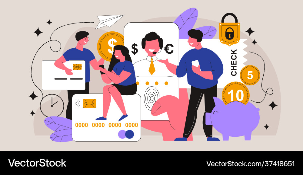 Mobile banking app composition Royalty Free Vector Image