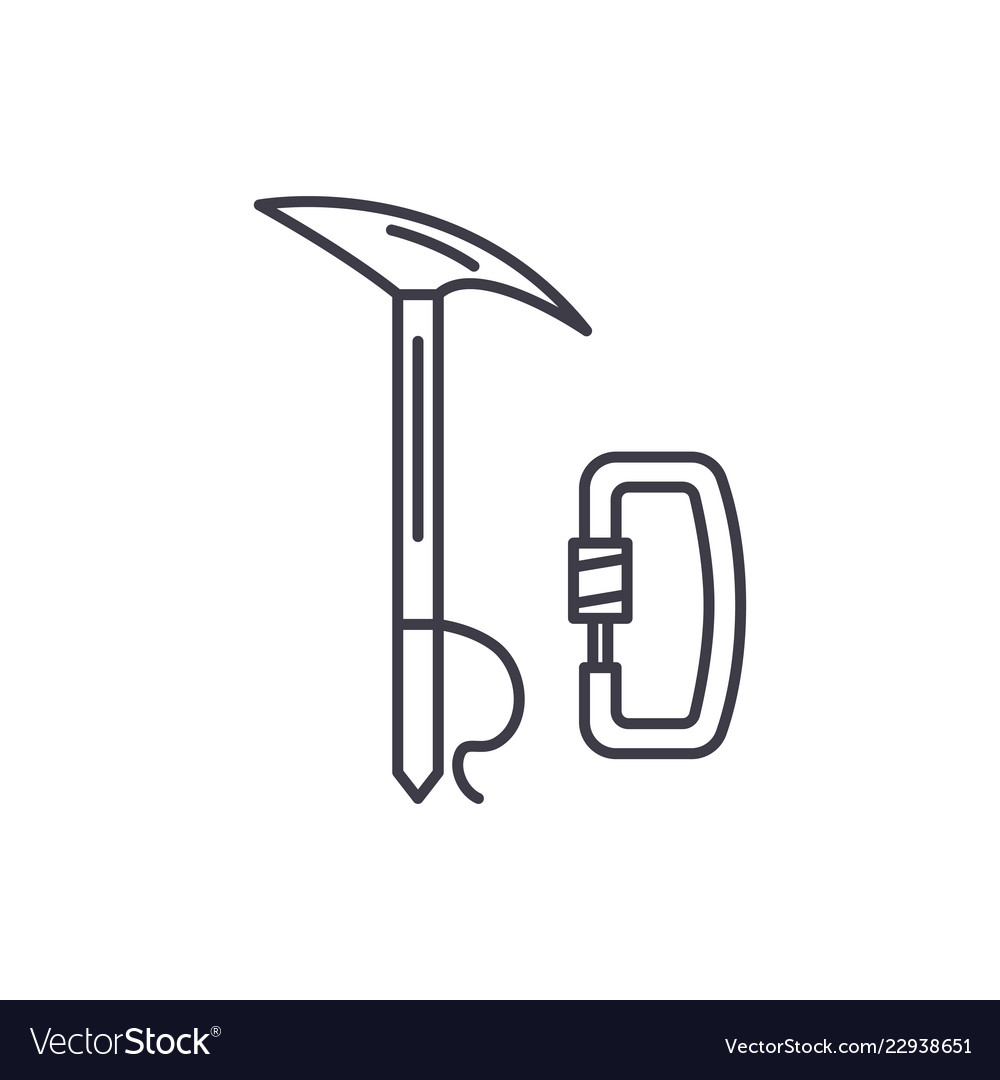 Mountaineering equipment line icon concept