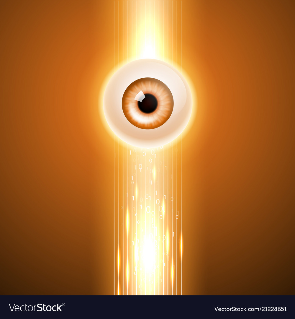 Orange Hintergrund mit Auge und Binärcode vector image Orange Hintergrund mit Auge und Binärcode