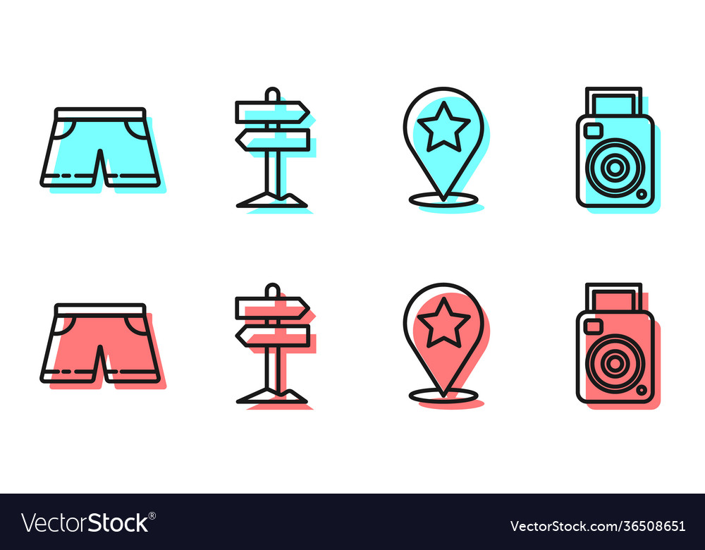 Set line map pointer with star swimming trunks