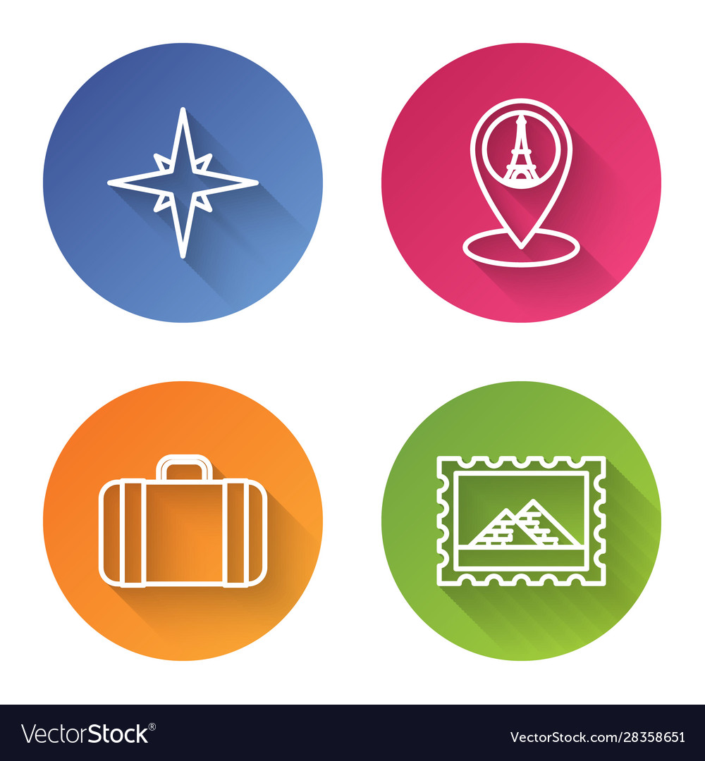 Set Linie Wind Rose Kartenzeiger mit Eiffelturm vector image Set Linie Wind Rose Kartenzeiger mit Eiffelturm