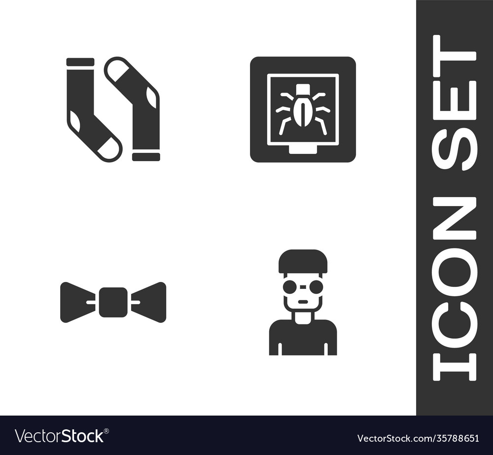 Set nerd geek socks bow tie and insects vector image Set nerd geek socks bow tie and insects