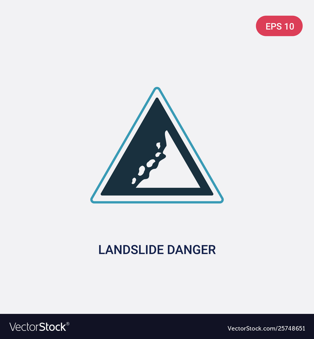 Two color landslide danger triangular traffic Vector Image