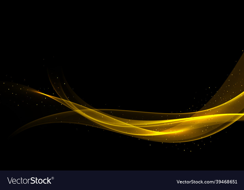 Wave of golden color on a black background Vector Image