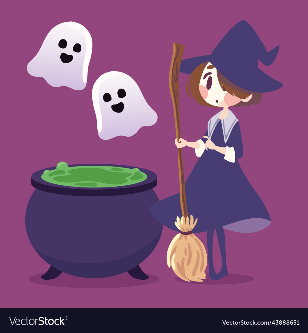 Witch halloween and cauldron