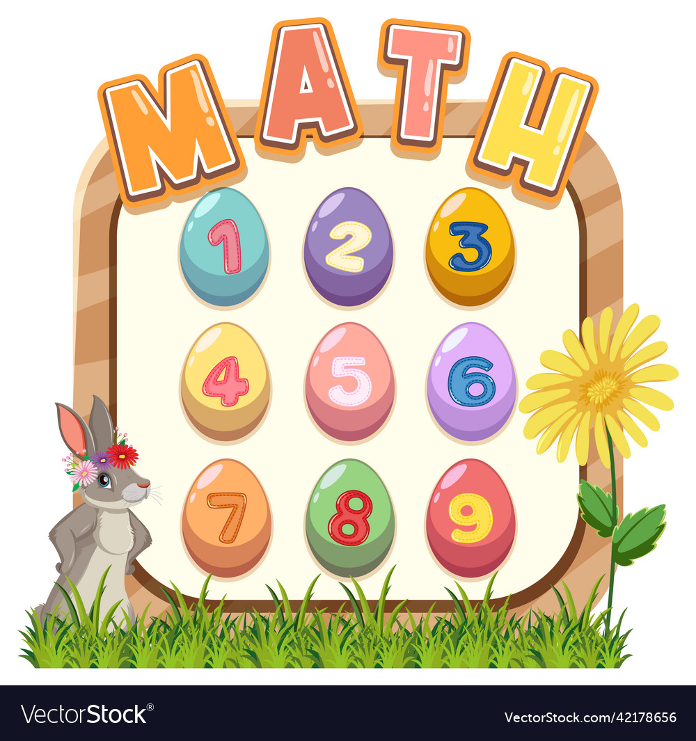Counting number 0 to 9 and math symbols vector image Counting number 0 to 9 and math symbols