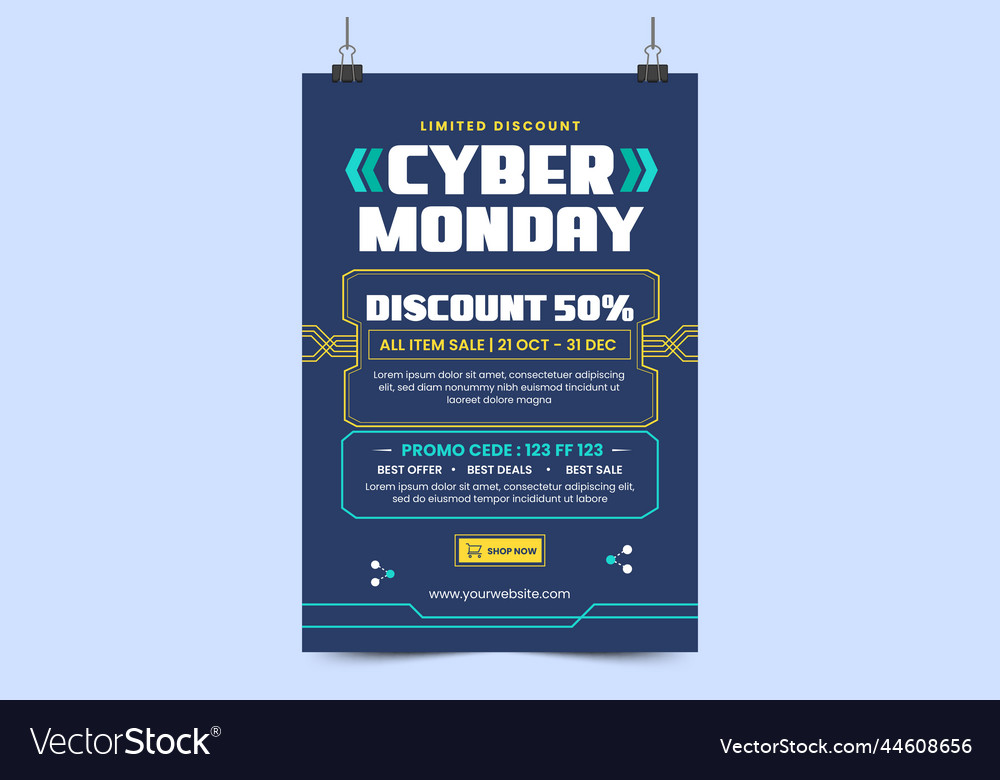 Cyber monday flyer or poster design template Vector Image