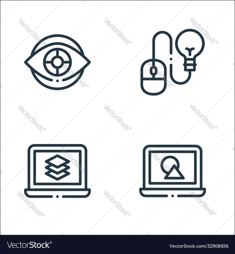 Design thinking line icons linear set quality vector image Design thinking line icons linear set quality