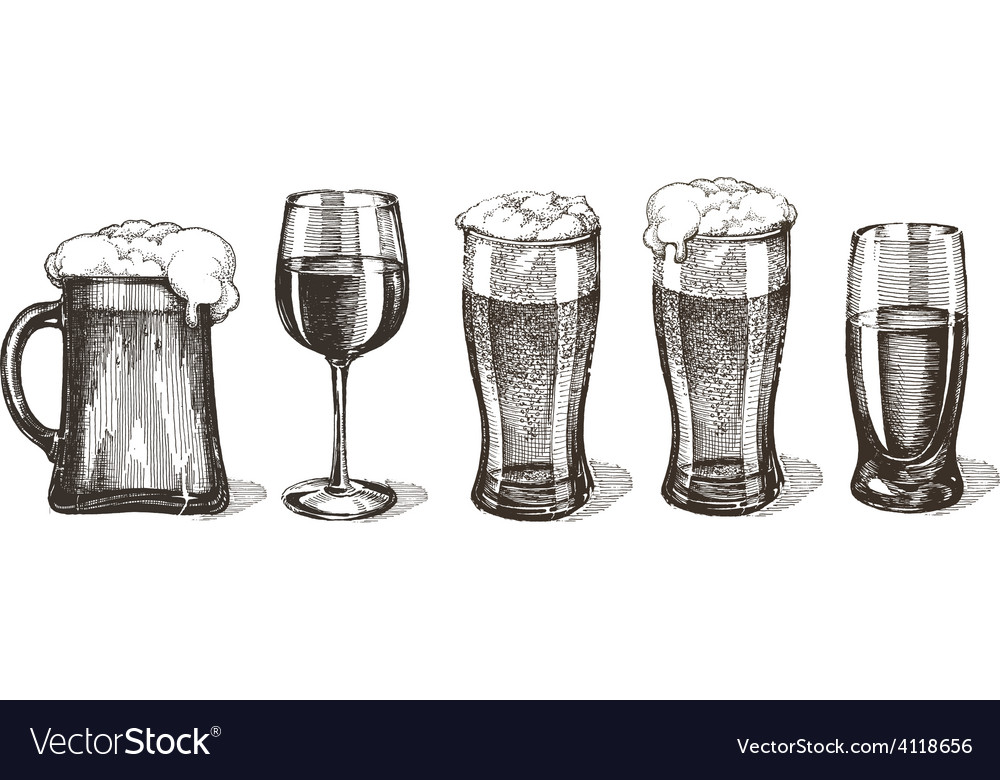 Drinks logo design template glasses Royalty Free Vector