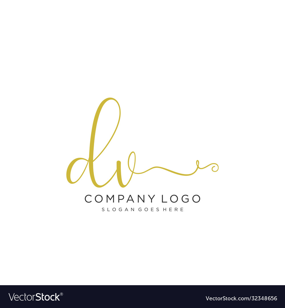 Dv initial handwriting logo design