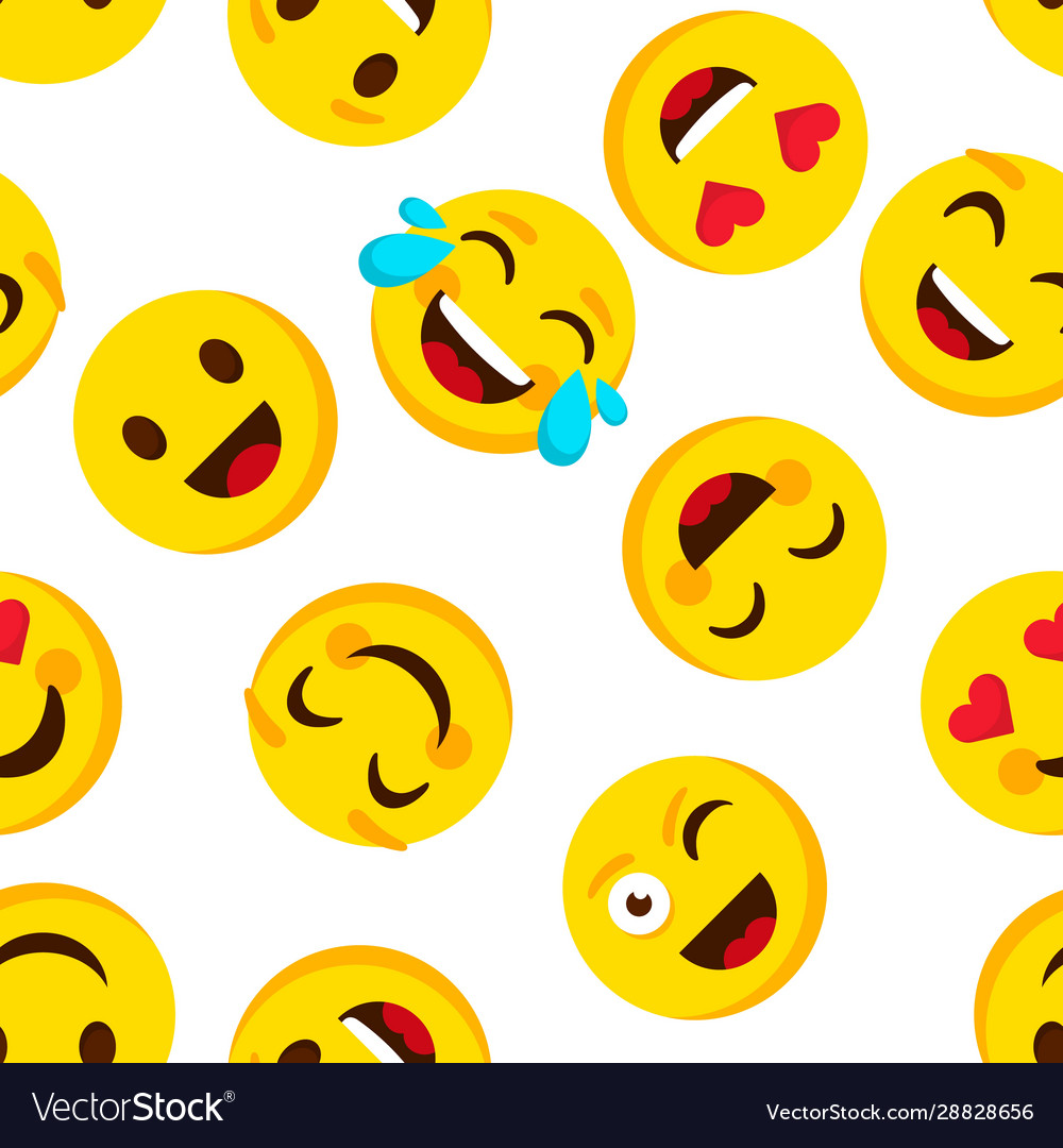 Emoticon seamless pattern emotions cartoon emojis Vector Image