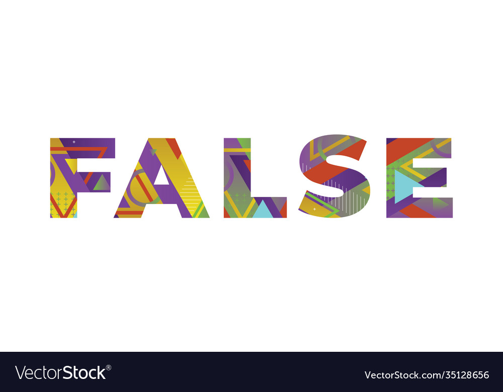 false-concept-retro-colorful-word-art-royalty-free-vector