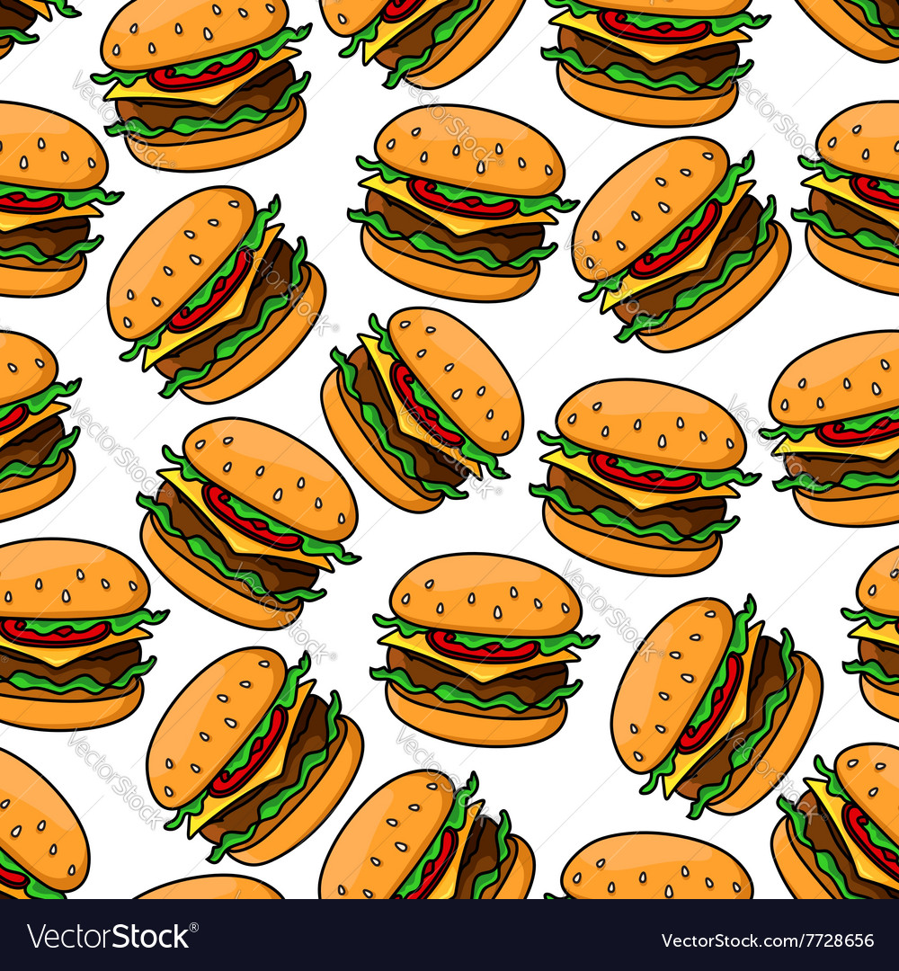 Fast food cheeseburgers seamless pattern Vector Image