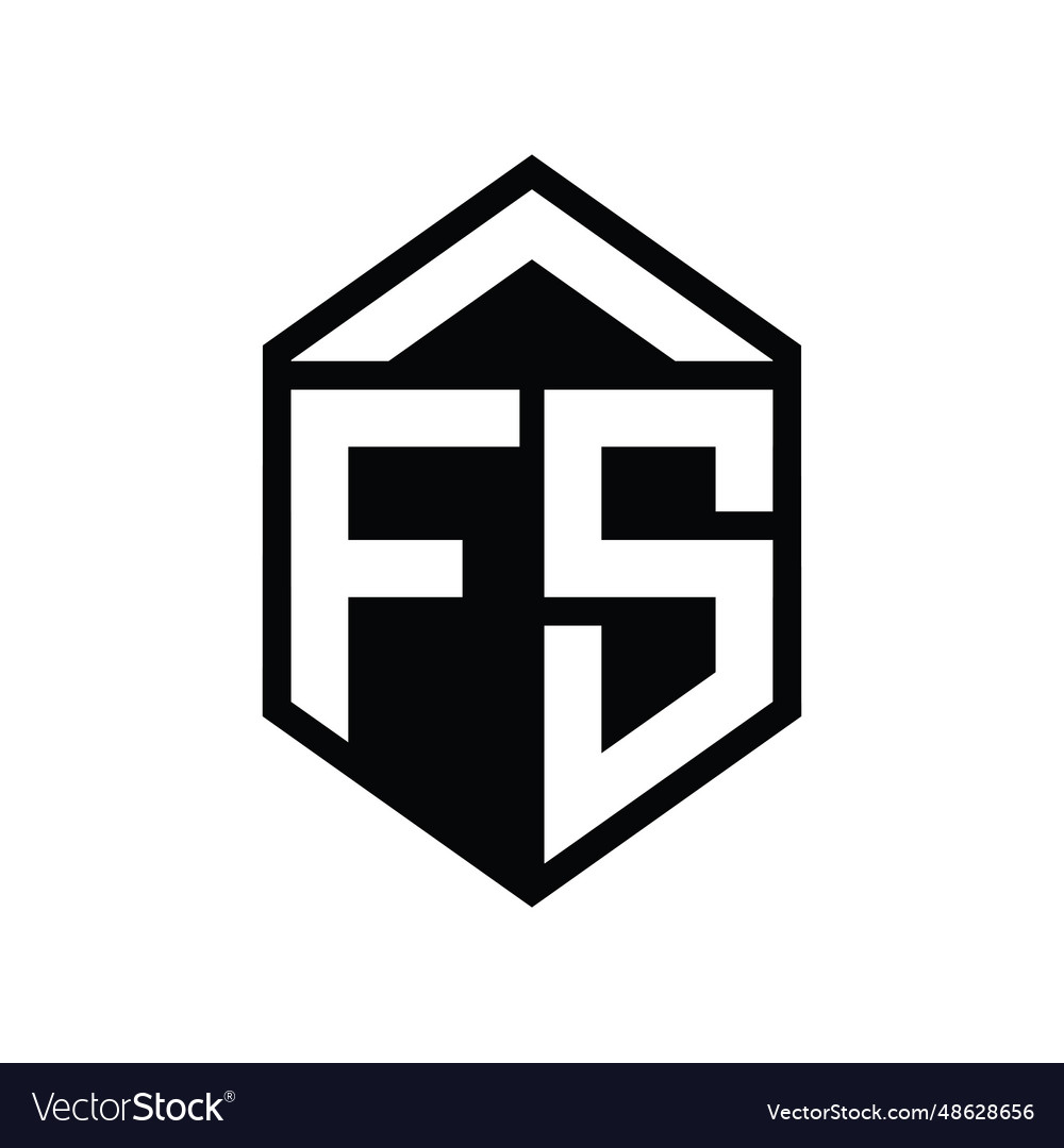 Fs letter logo monogram simple hexagon shield Vector Image