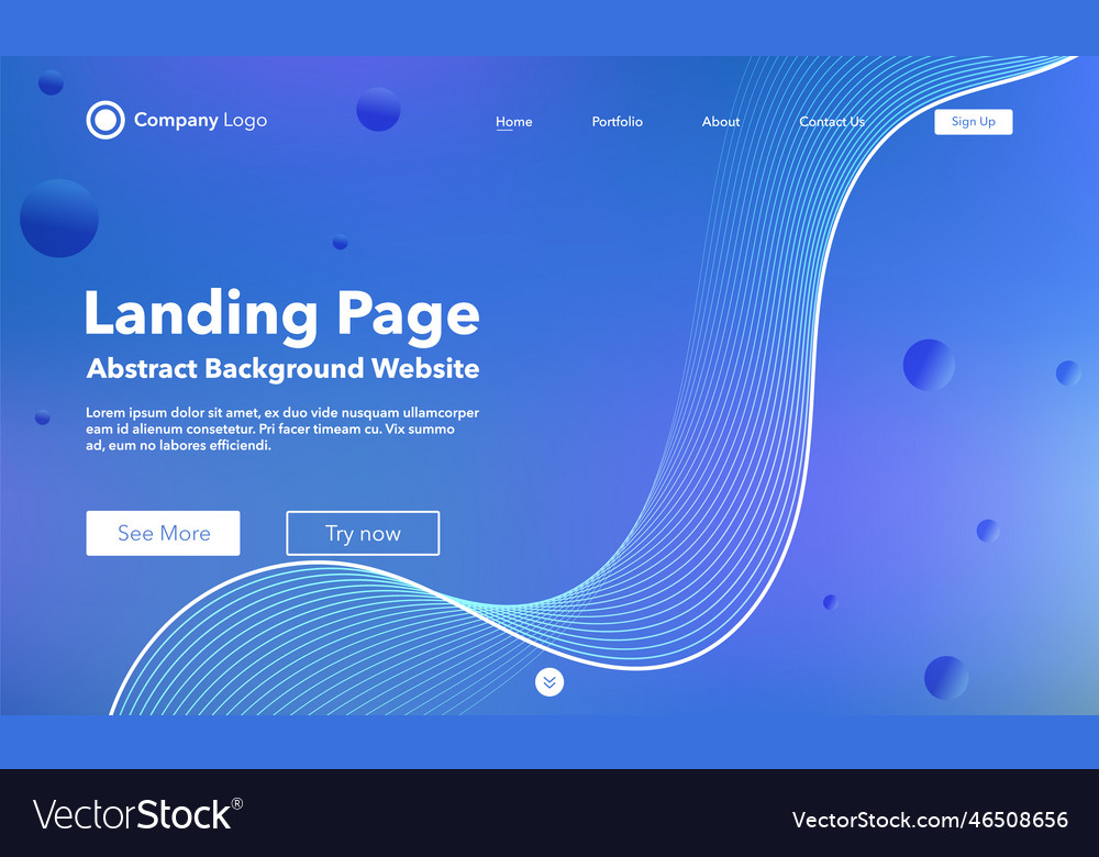 Gradient abstract wave background landing page vector image Gradient abstract wave background landing page
