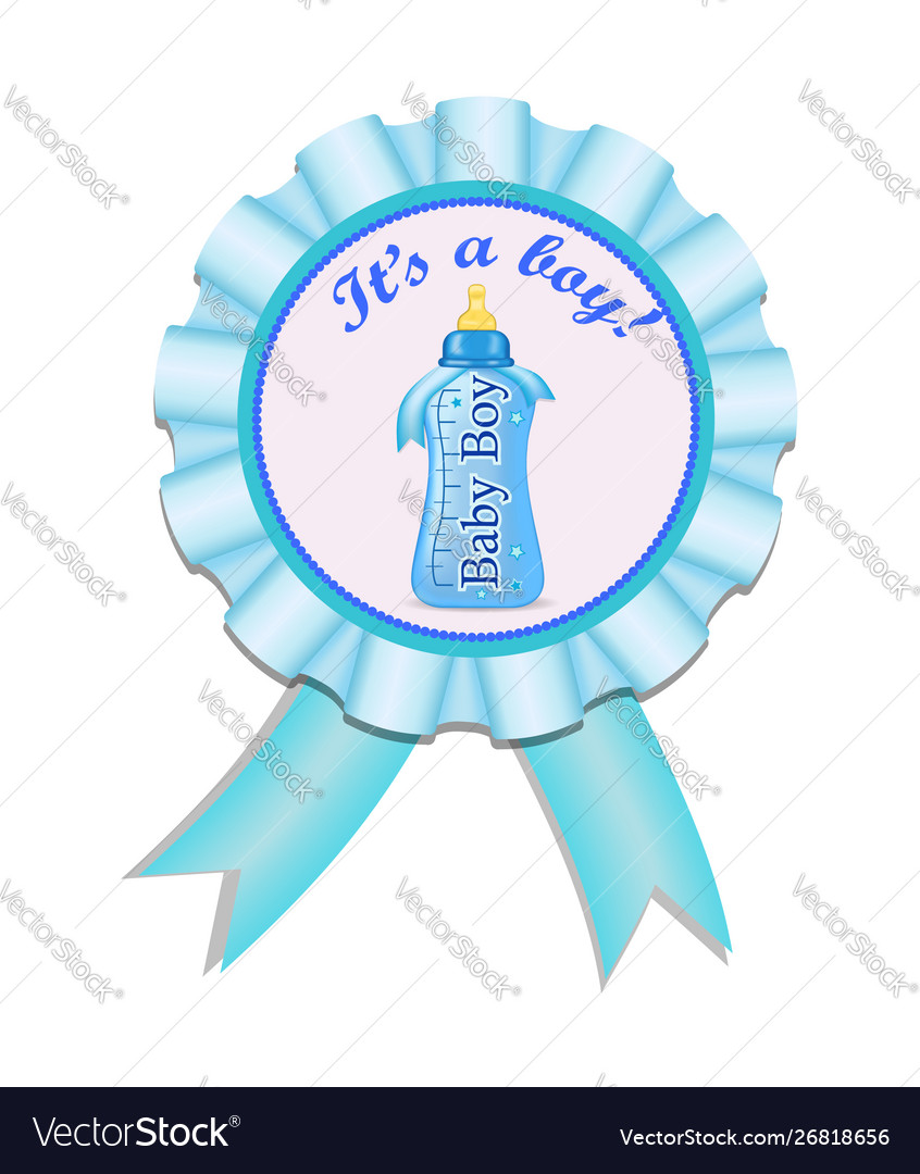 Greeting satin medal with bottle for baby boy